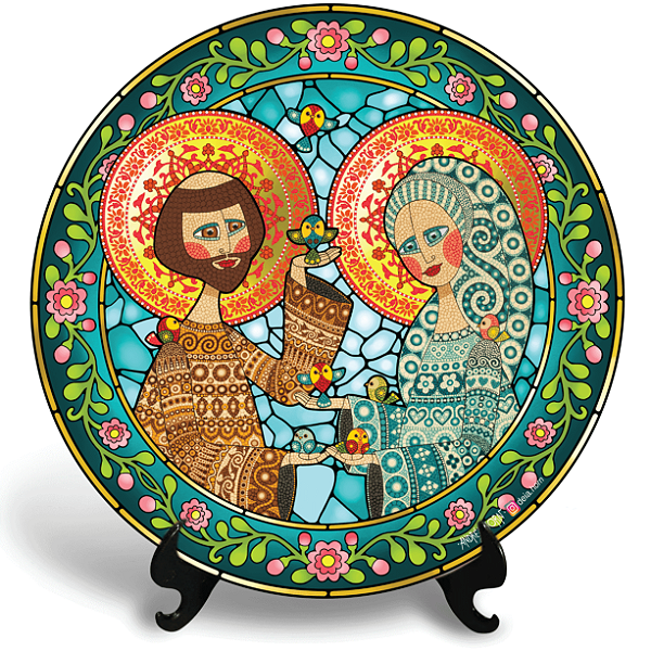 Santa Clara e São Chico (Azulejo Redondo)