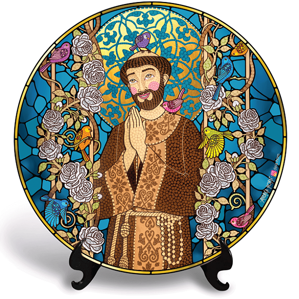 São Francisco e os Passarinhos (Azulejo Redondo)