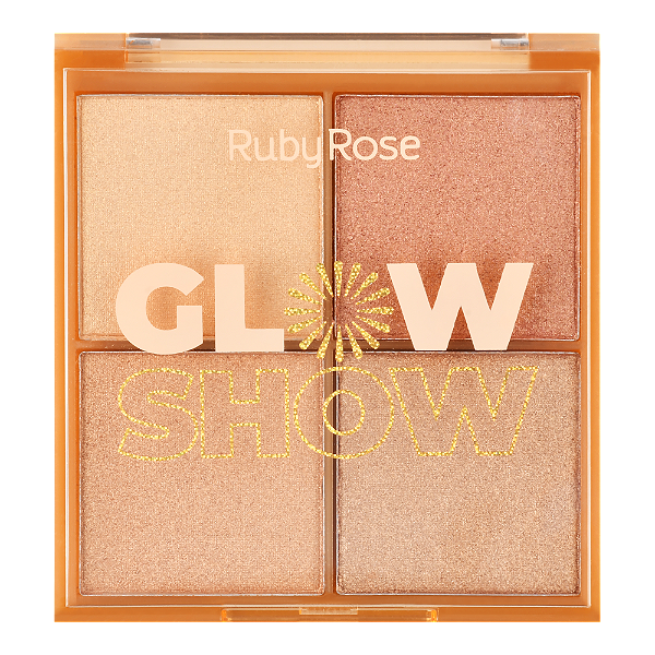Paleta de Iluminador Glow Show Ruby Rose: 4 cores para um rosto iluminado e radiante