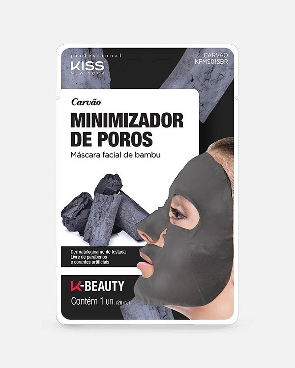 Máscara Facial de Bambu Carvão - Kiss New York: Remove impurezas e controla a oleosidade da pele