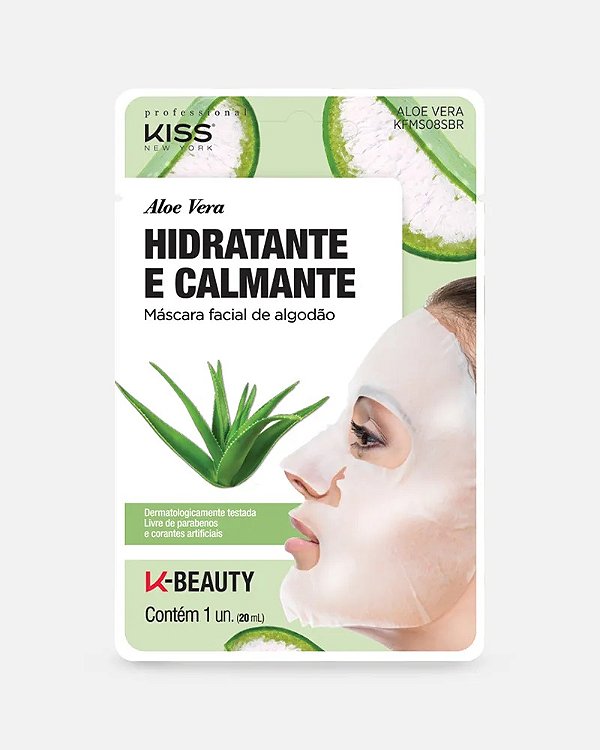 Máscara Facial de Algodão Pepino - Kiss New York: Refrescância e luminosidade para a pele