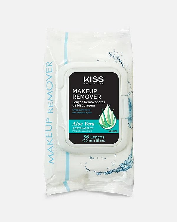 Lenço Demaquilante Aloe Vera - Kiss New York: Limpeza suave e refrescante para sua pele