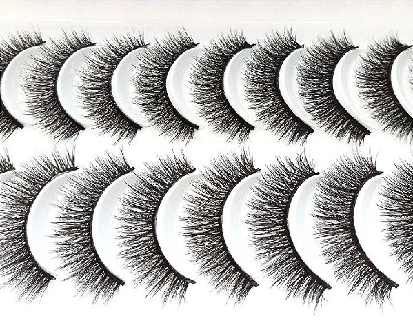 Cílios Postiços Cartela com 10 Pares 3D 103: Volume e Efeito Natural para um Olhar Irresistível