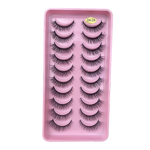 Cílios Postiços Cartela 10 Pares DA-24: Efeito Natural e Sofisticado para um Look Irresistível