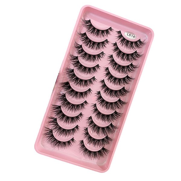Cílios Postiços Cartela 10 Pares L614: Efeito Natural e Sofisticado para um Look Irresistível