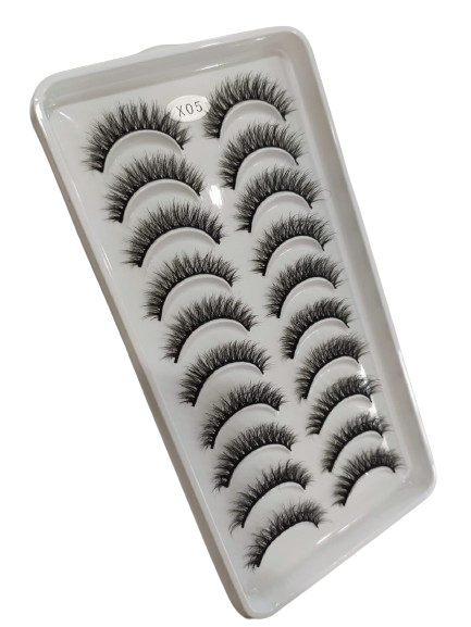 Cílios Postiços Cartela 10 Pares X05: Efeito Natural e Sofisticado para um Look Irresistível