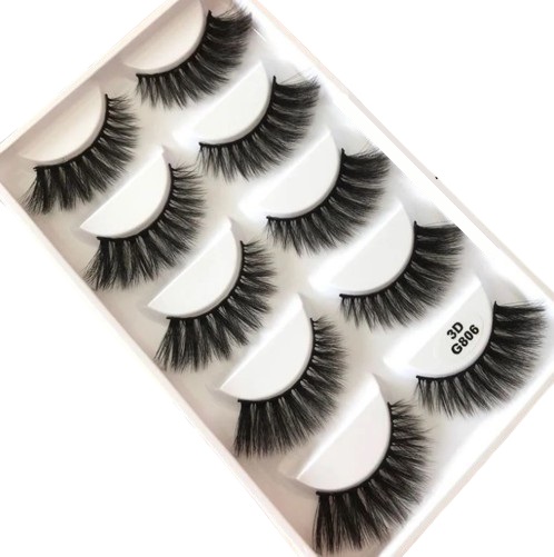 Cartela de Cílios Postiços 5 Pares 3D - G806 - Volume Russo Extremo - Efeito Natural e Dramático'