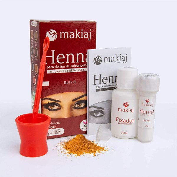 Kit Henna Sobrancelha Ruivo Makiaj: Sobrancelhas Marcantes e Iluminadas por Até 15 Dias
