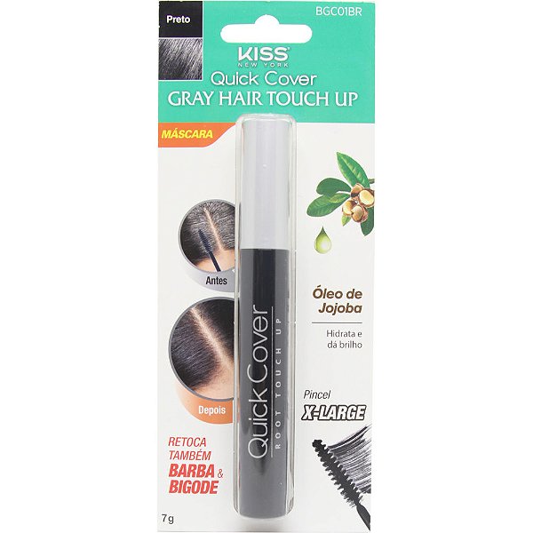 Retoque Capilar Brush-In Preto: Cobertura Instantânea e Natural para Fios Brancos