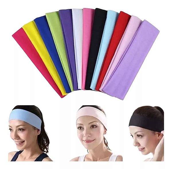 Faixas de Cabelo com 8 cm Handband Cores Variadas Academia - Diversidade e Estilo para seus Treinos