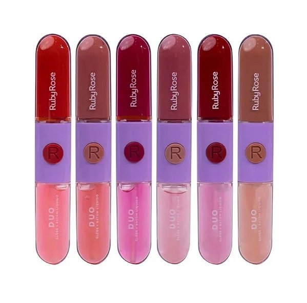 Batom Líquido & Gloss Duo G2 Ruby Rose: Cor Intensa, Brilho Deslumbrante e Hidratação Prolongada
