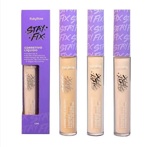 Corretivo Líquido Stay Fix Ruby Rose: Alta Cobertura, Acabamento Natural e Duração Incrível