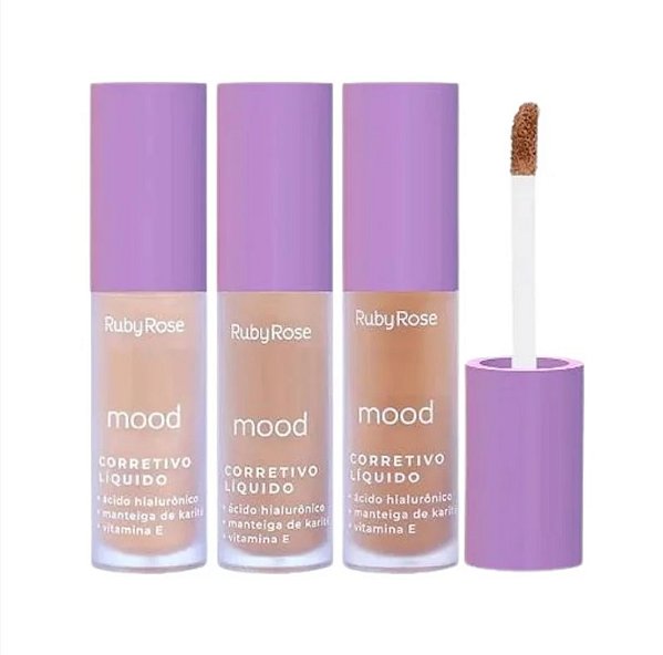 Corretivo Líquido Mood Ruby Rose: Alta Cobertura, Hidratação e Efeito Natural para um Look Perfeito