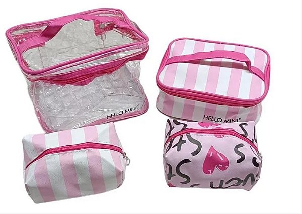 Kit Necessarie Hello Mini Rosa: Organização e Estilo para sua Maquiagem