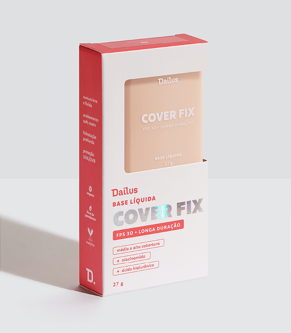Base Cover Dailus - Acabamento Soft Matte, Hidratação e Proteção FPS 30