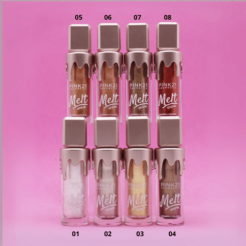 Sombra Líquida Melt Shine Pink 21 Cosmetics – Brilho Intenso e Longa Duração