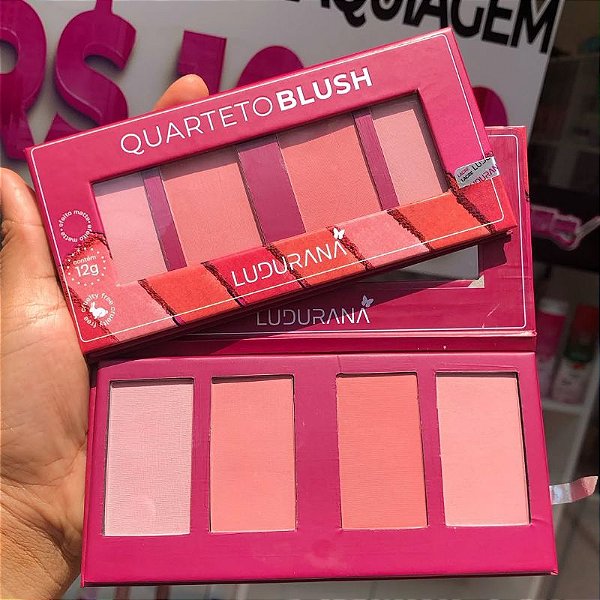 Paleta Quarteto de Blush Ludurana Matte – 4 Tons Rosados de Alta Pigmentação para Makes