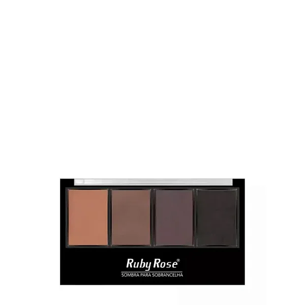 Sombra para Sobrancelha Ruby Rose 4 Cores com Espelho e Pincel Duo - Alta Pigmentação e Longa Duração