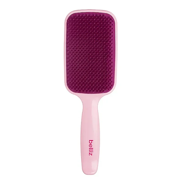 Escova de Cabelo Belliz Flex Raquete Rosa – Desembaraço Suave e Conforto