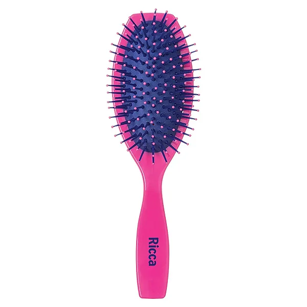 Escova Pink Oval Almofadada Ricca – Desembaraço Suave, Conforto e Brilho para Todos os Tipos de Cabelo