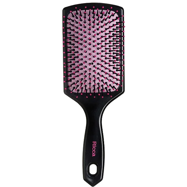 Escova Basic Racket Ricca – Cerdas de Nylon para Cabelos Longos e Volumosos, Ideal para Acabamento Profissional