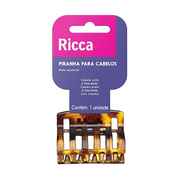 Piranha Retangular Média Ricca – Fixação Segura e Estilosa para o Seu Cabelo