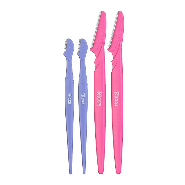 Combo de 4 Navalhas Para Sobrancelha Ricca – Remoção Precisa de Pelos com Lâmina Longa e Curta