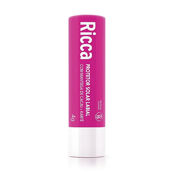 Protetor Labial com Manteiga de Cacau + Karité FPS 15 Ricca - Hidratação Profunda e Proteção Solar