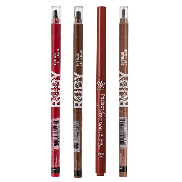 Lápis de Boca Retrátil Intense Lip Linear - Ruby Kisses - Contorno e Batom 2 em 1 com Pincel Acoplado