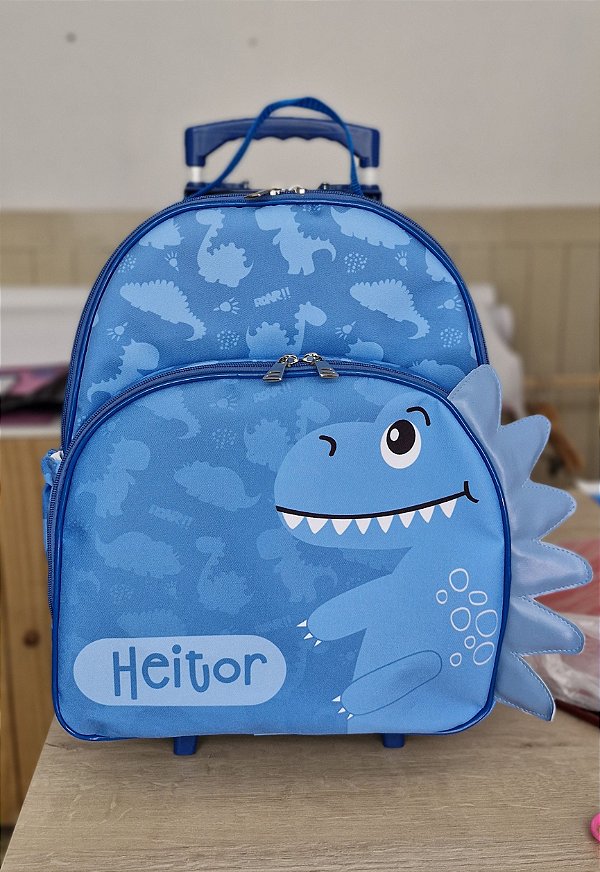 Mochila Escolar M Dinossauro 3D com rodinhas