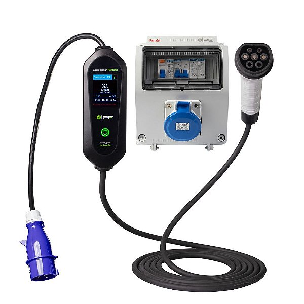 KIT Carregador Portátil P7 kW + Quadro de proteção c/tomada 32A