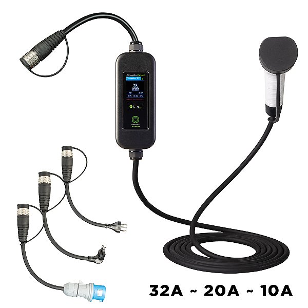 Carregador Portátil carro elétrico IPE PA  10~32A - Bivolt/Bifásico