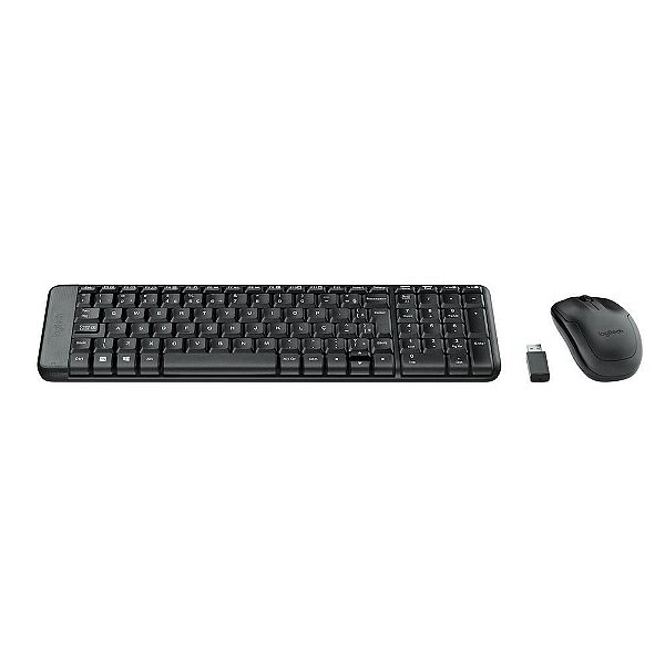 KIT MOUSE E TECLADO LOGITECH MK220 SEM FIO PTO