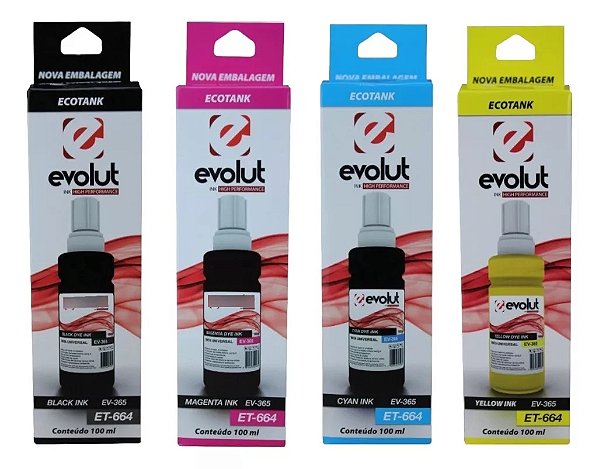Kit Refil de Tinta Com 4 Unidades 664  100ml