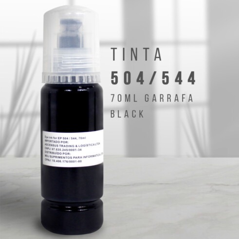 Refil Tinta Universal Black para Epson Garrafa 70ml EVOLUT - 504/544