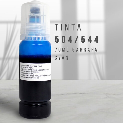 Refil Tinta Universal Ciano para Epson Garrafa 70ml EVOLUT - 504/544