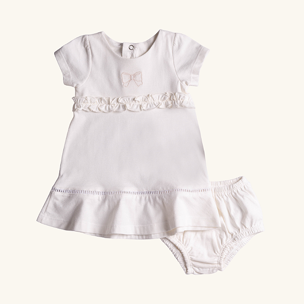 Vestido Bebê Palitos em Meia Malha Premium 100% Algodão