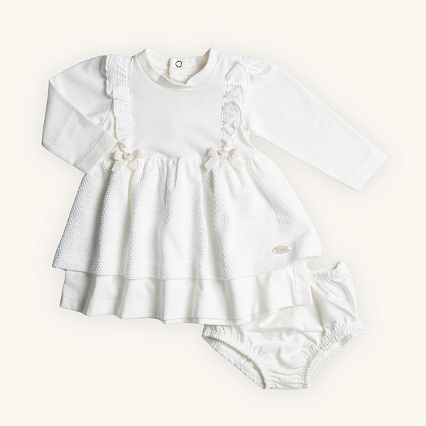 Vestido Bebê Tricozinho Malha Premium 100% Algodão e Malha Tricot
