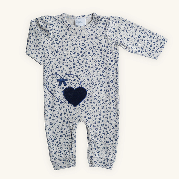 Macacão Bebê Corações em Suedine Premium Mescla