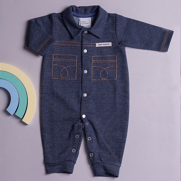 Macacão Bebê em Malha Jeans Premium