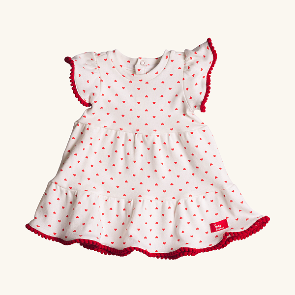 Vestido Bebê Corações Suedine Premium 100% Algodão