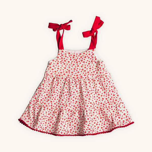 Vestido Bebê Florzinhas Alcinhas Suedine Premium 100% Algodão