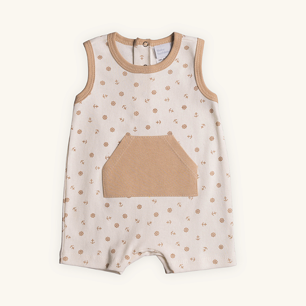 Macaquinho Bebê Romper Âncoras Suedine Premium 100% Algodão