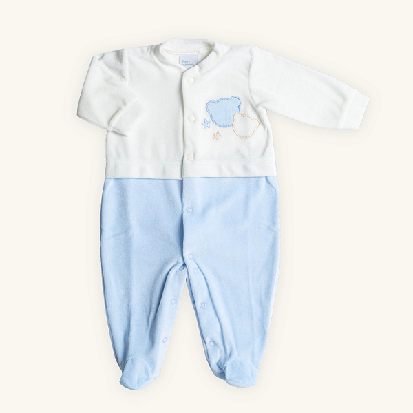 Macacão Bebê Urso Estrelas Azul Claro Plush Premium