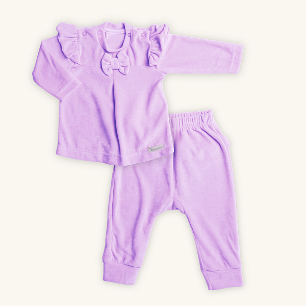 Conjunto 2 Peças Bebê Menina Plush Lilás Babadinhos Laço