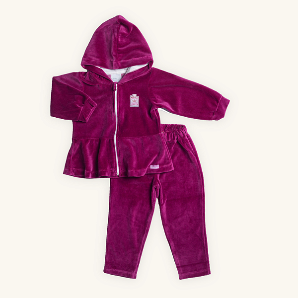 Conjunto Infantil Menina Capuz Beringela Plush Premium