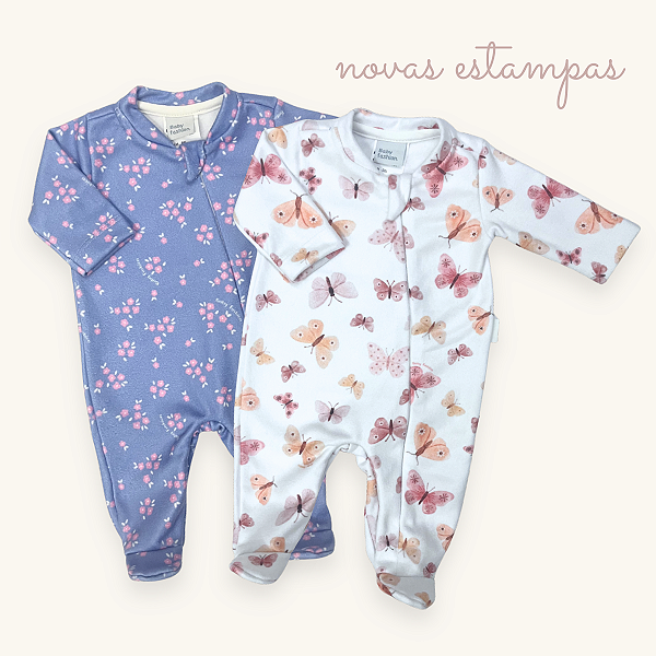 Macacão Bebê Menina Soft Premium Zíper Estampa Digital - Pijama