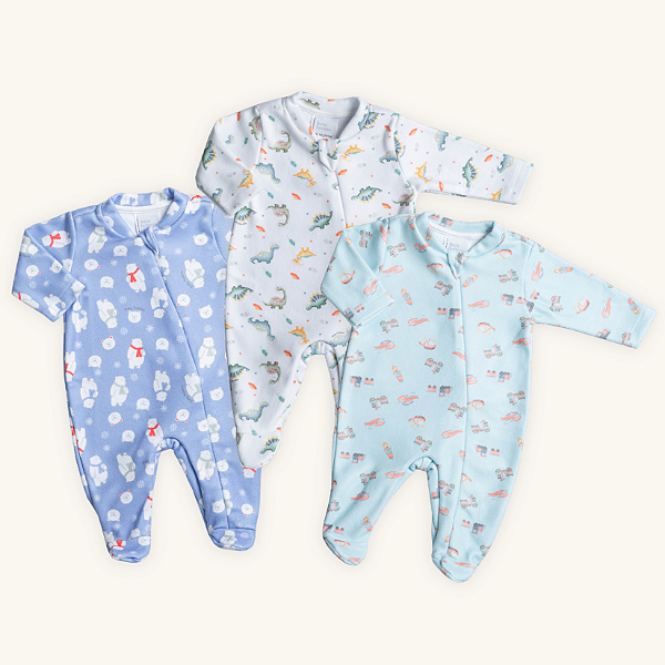 Macacão Bebê Soft Premium Zíper Estampa Digital Menino