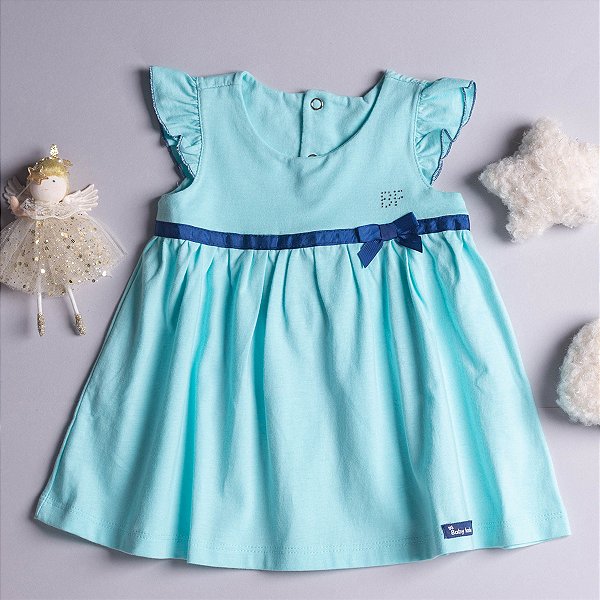 Vestido Bebê Rodado com Strass em Meia Malha 100% Algodão Premium