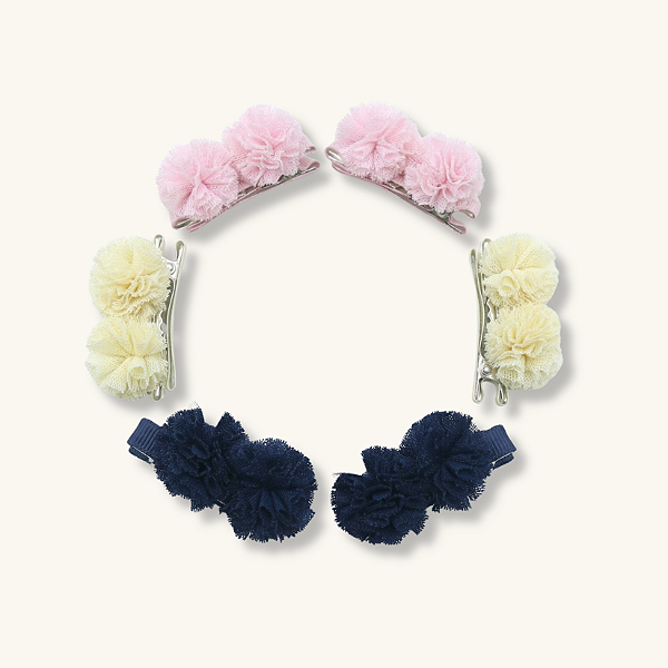 Presilha de cabelo para Bebê Bico de Pato Médio - Pompom (2 Unidades)